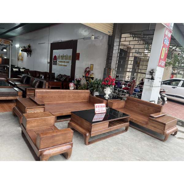 SOFA 2 VĂNG ĐÙI GÀ GỖ SỒI NGA_HT213